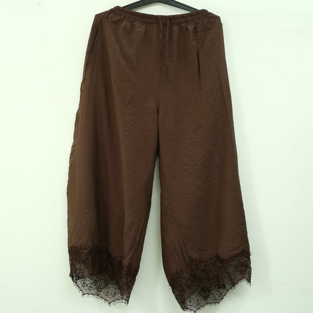 By Anthropologie Reverie Lace Trim Tapered Pants