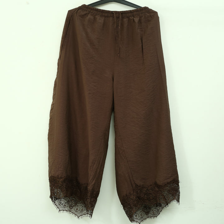 By Anthropologie Reverie Lace Trim Tapered Pants