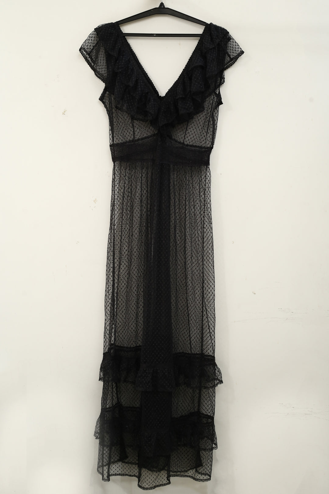 By Anthropologie Ruffle Sheer Mesh Maxi Dress