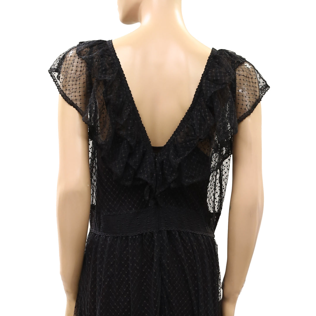 By Anthropologie Ruffle Sheer Mesh Maxi Dress