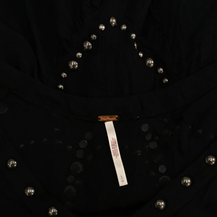 Free People So Fine Embellished Studded Blouse Top