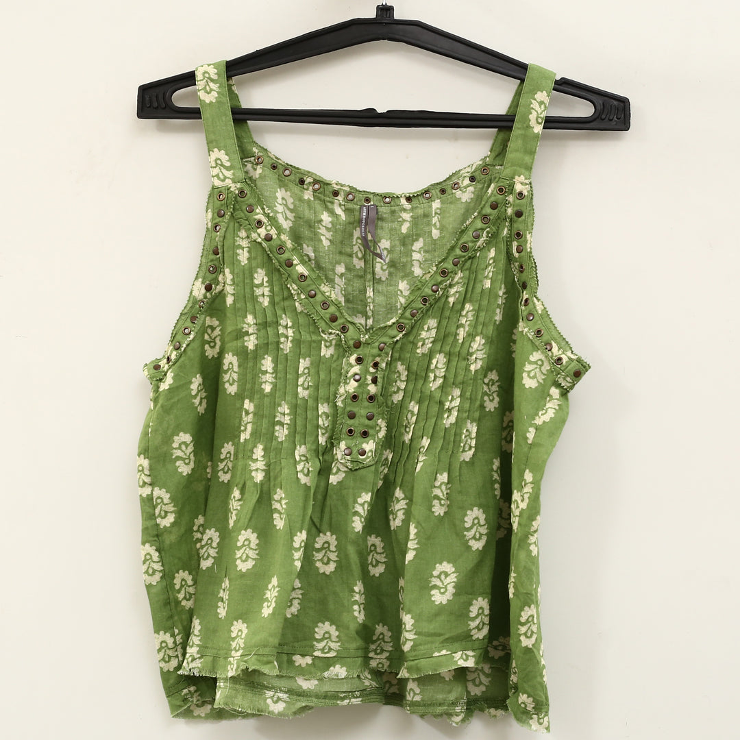 Anthropologie Trina Pintuck Studded Embellished Swing Blouse Tank Top