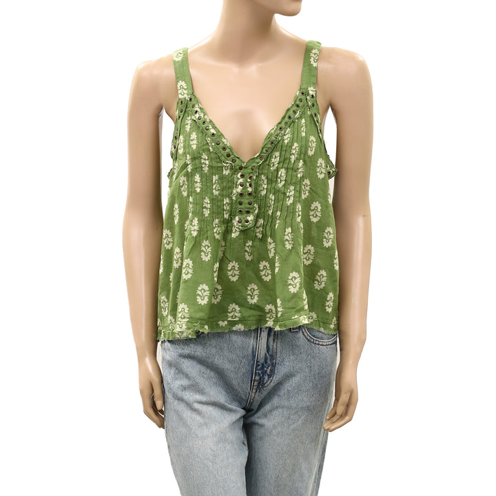 Anthropologie Trina Pintuck Studded Embellished Swing Blouse Tank Top