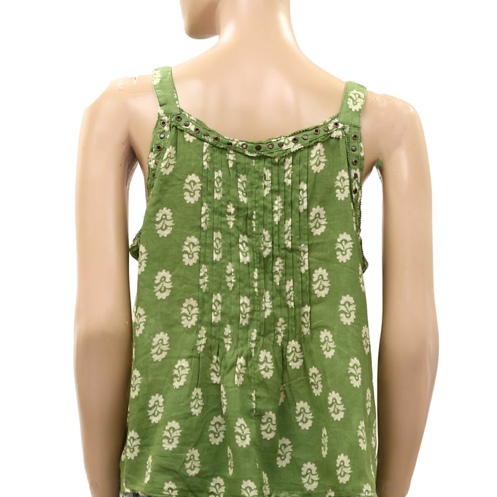 Anthropologie Trina Pintuck Studded Embellished Swing Blouse Tank Top