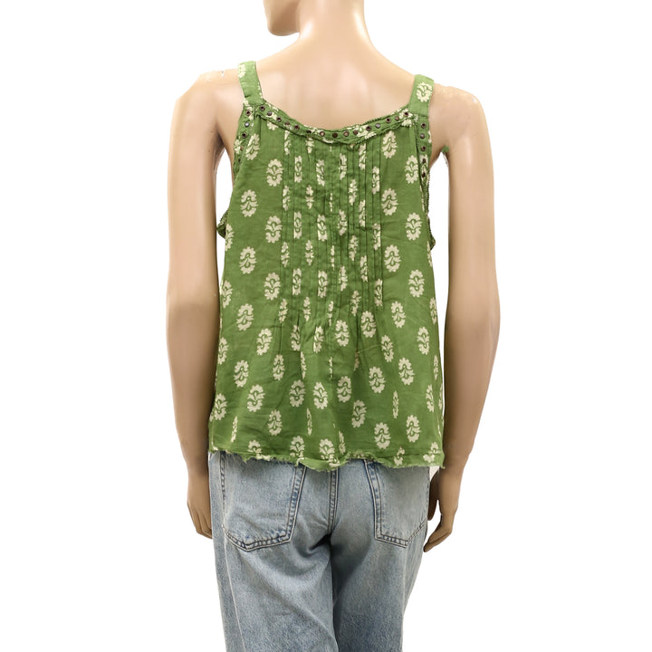 Anthropologie Trina Pintuck Studded Embellished Swing Blouse Tank Top