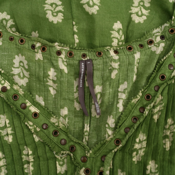 Anthropologie Trina Pintuck Studded Embellished Swing Blouse Tank Top