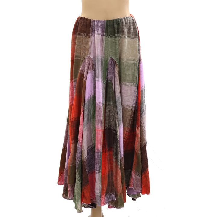 Free People Madras That Linen Maxi Skirt