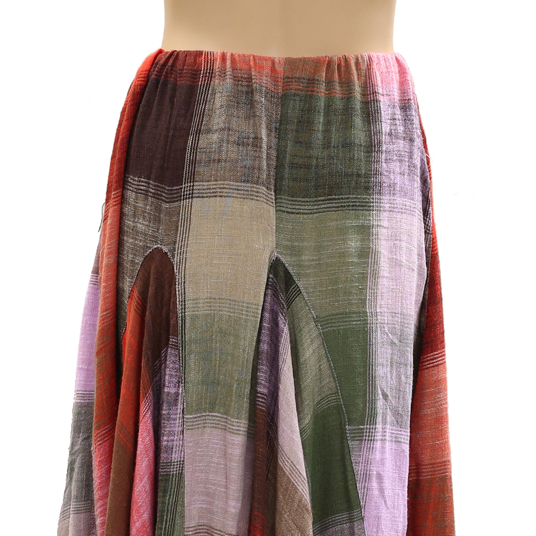 Free People Madras That Linen Maxi Skirt