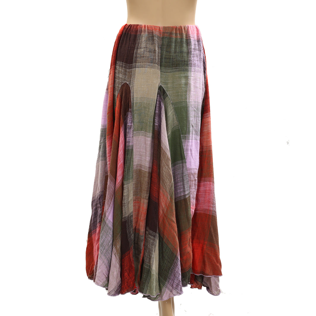 Free People Madras That Linen Maxi Skirt