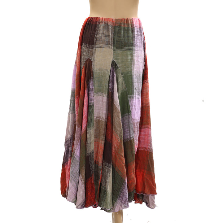 Free People Madras That Linen Maxi Skirt