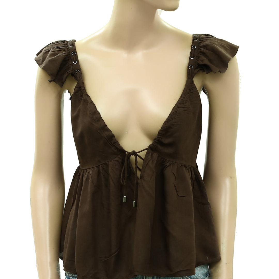 By Anthropologie Scoop-Neck Ruffle Blouse Top