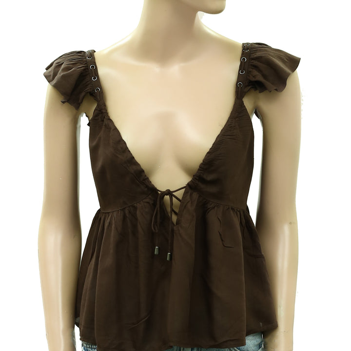 By Anthropologie Scoop-Neck Ruffle Blouse Top