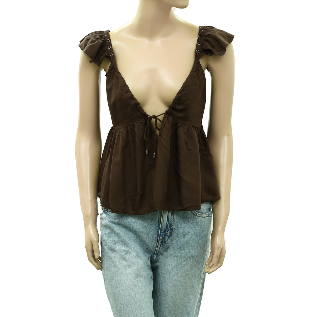 By Anthropologie Scoop-Neck Ruffle Blouse Top