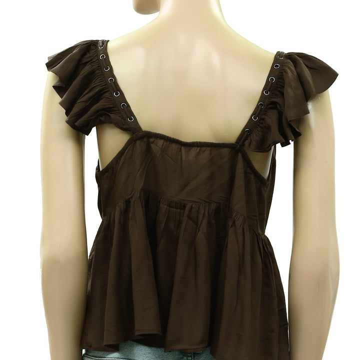 By Anthropologie Scoop-Neck Ruffle Blouse Top