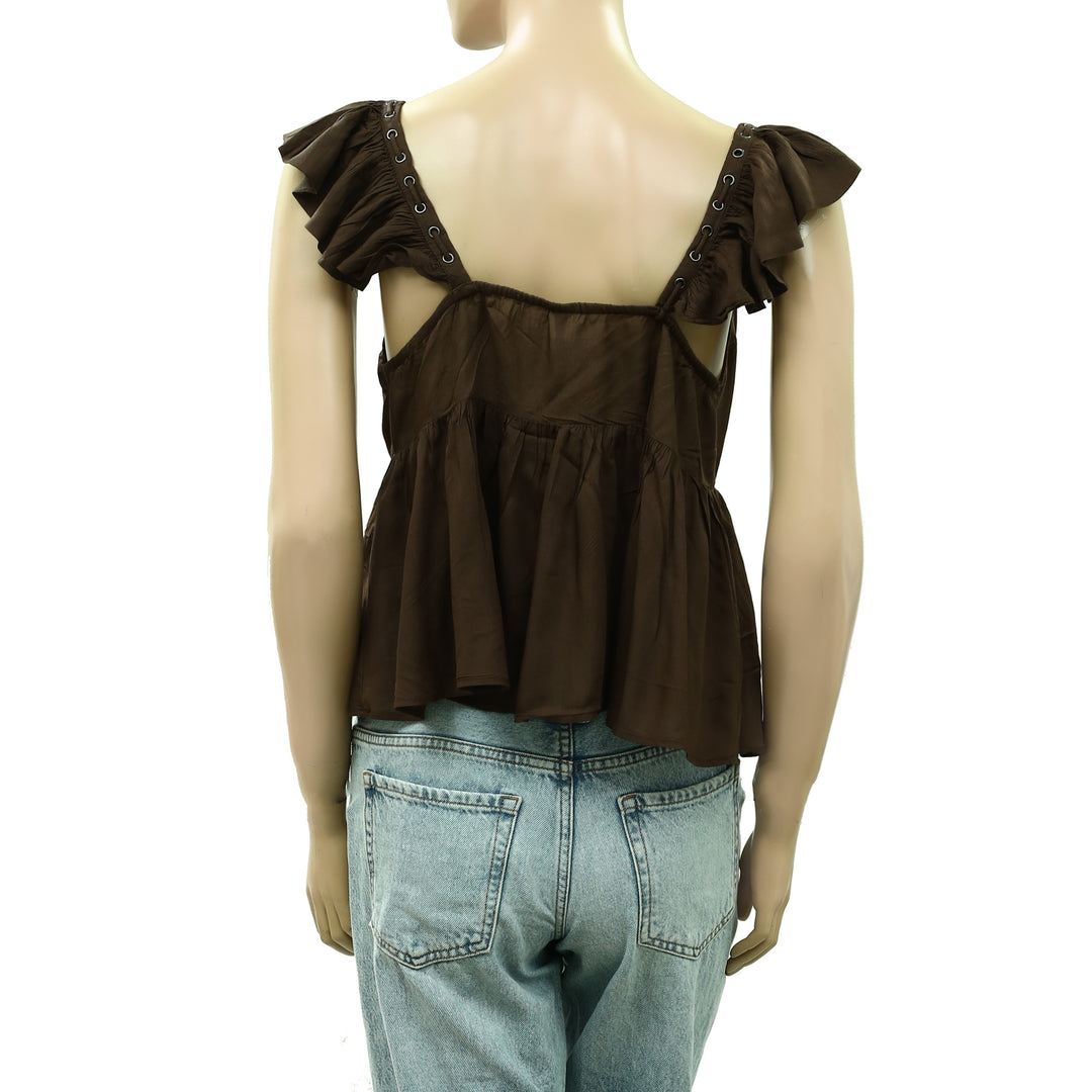 By Anthropologie Scoop-Neck Ruffle Blouse Top