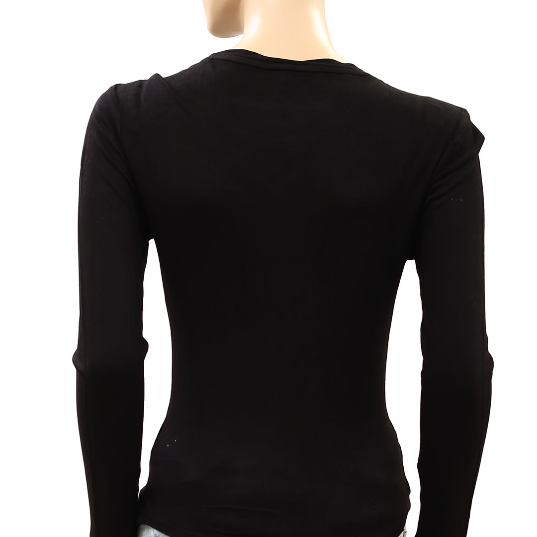 By Anthropologie Long-Sleeve Embellished Beaded Appliqué Blouse Top