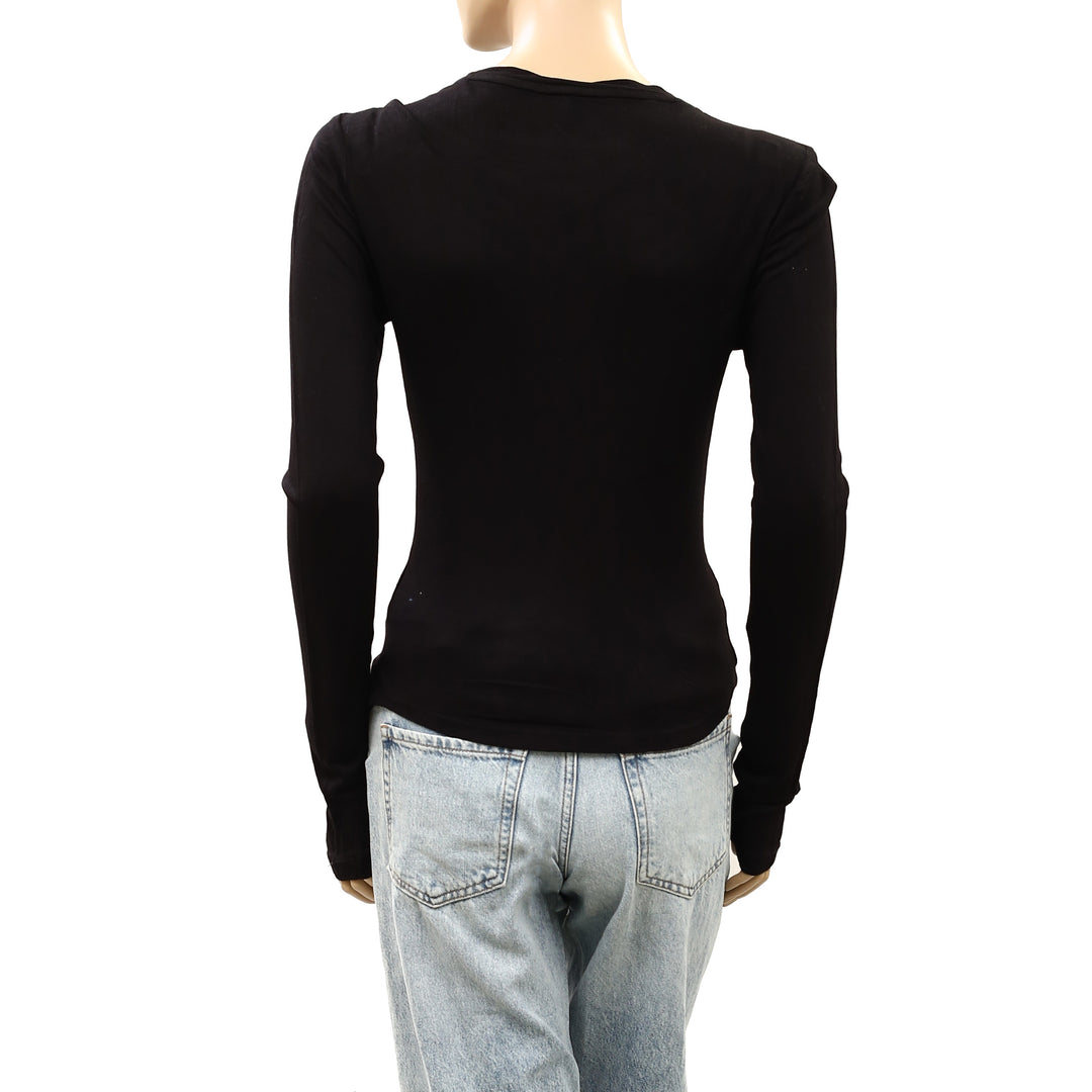 By Anthropologie Long-Sleeve Embellished Beaded Appliqué Blouse Top