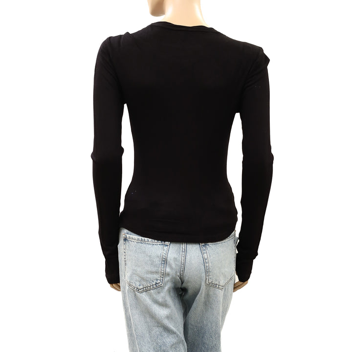 By Anthropologie Long-Sleeve Embellished Beaded Appliqué Blouse Top