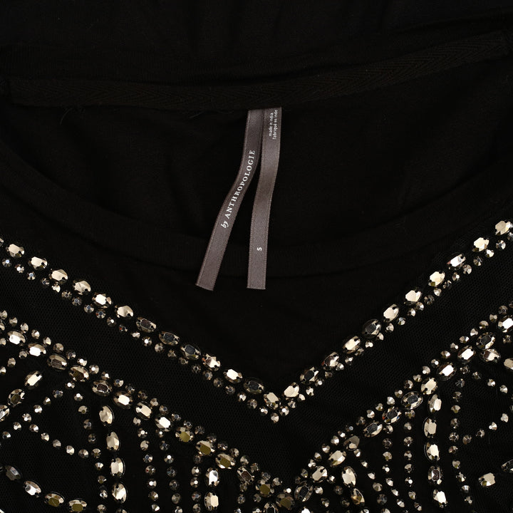 By Anthropologie Long-Sleeve Embellished Beaded Appliqué Blouse Top