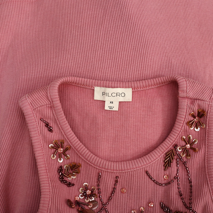 Anthropologie Pilcro Sequin Embellished Beaded  Halter Blouse Tank Top