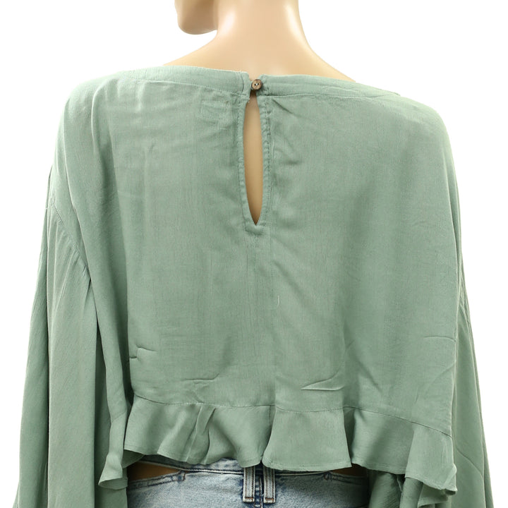 Free People Free Est Delilah Cropped Blouse Top