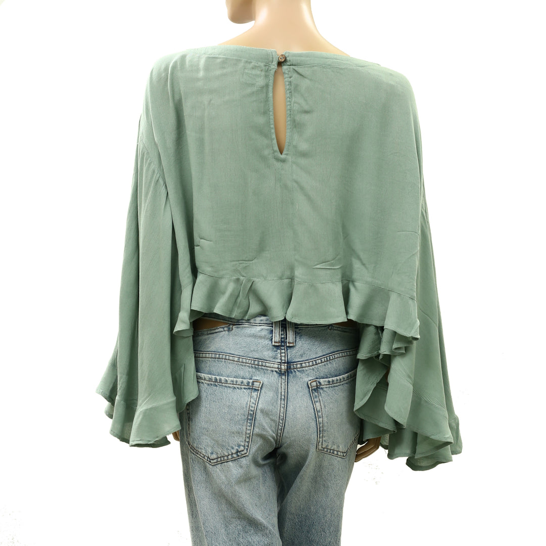 Free People Free Est Delilah Cropped Blouse Top