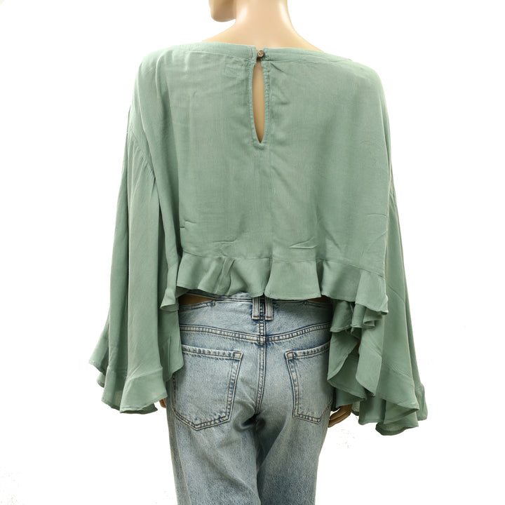 Free People Free Est Delilah Cropped Blouse Top