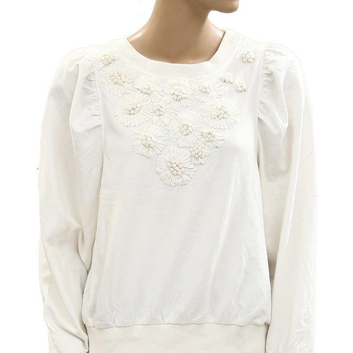 By Anthropologie Embroidered Sweatshirt Top