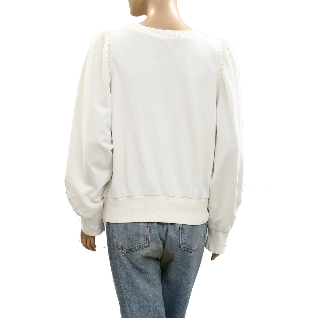 By Anthropologie Embroidered Sweatshirt Top