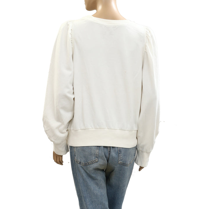 By Anthropologie Embroidered Sweatshirt Top