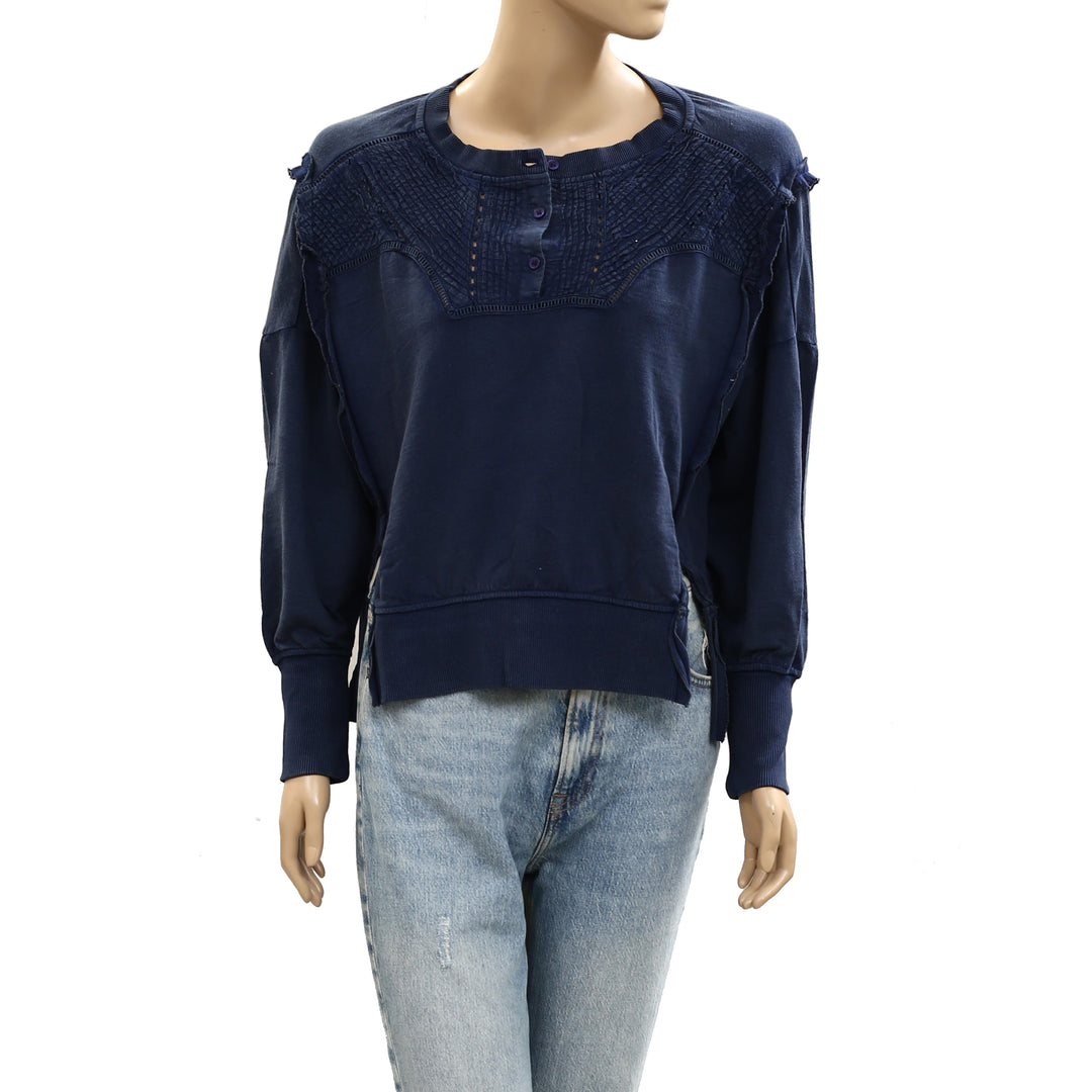 Anthropologie Pilcro Pintuck Sweatshirt Top