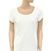By Anthropologie Lace Appliqué Ribbed Top