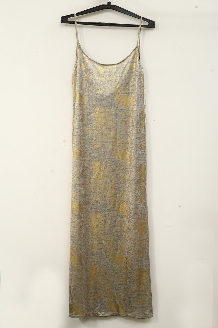 By Anthropologie Sleeveless Heather Shine Draped-Back Midi Dress