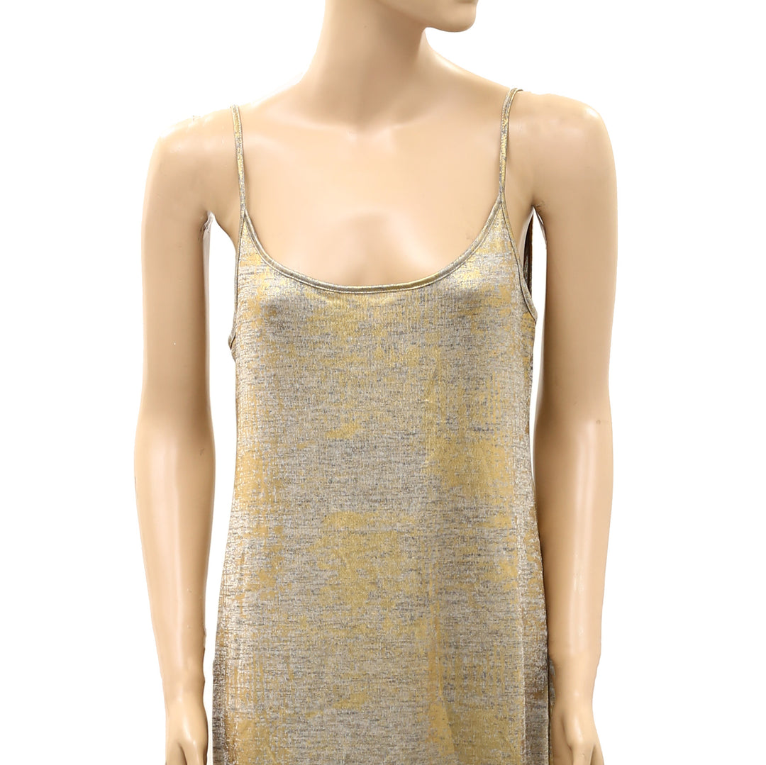 By Anthropologie Sleeveless Heather Shine Draped-Back Midi Dress