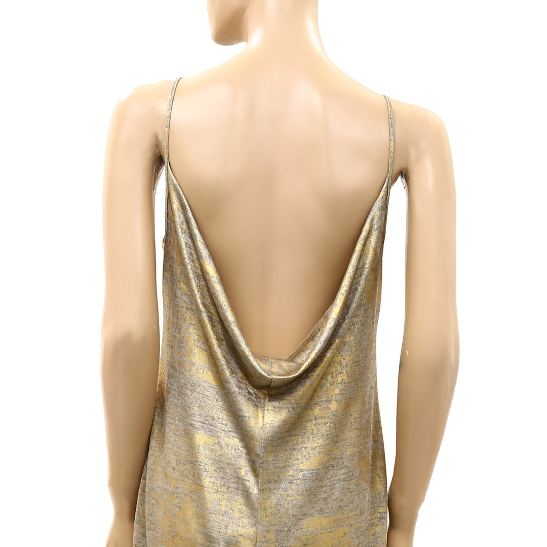 By Anthropologie Sleeveless Heather Shine Draped-Back Midi Dress