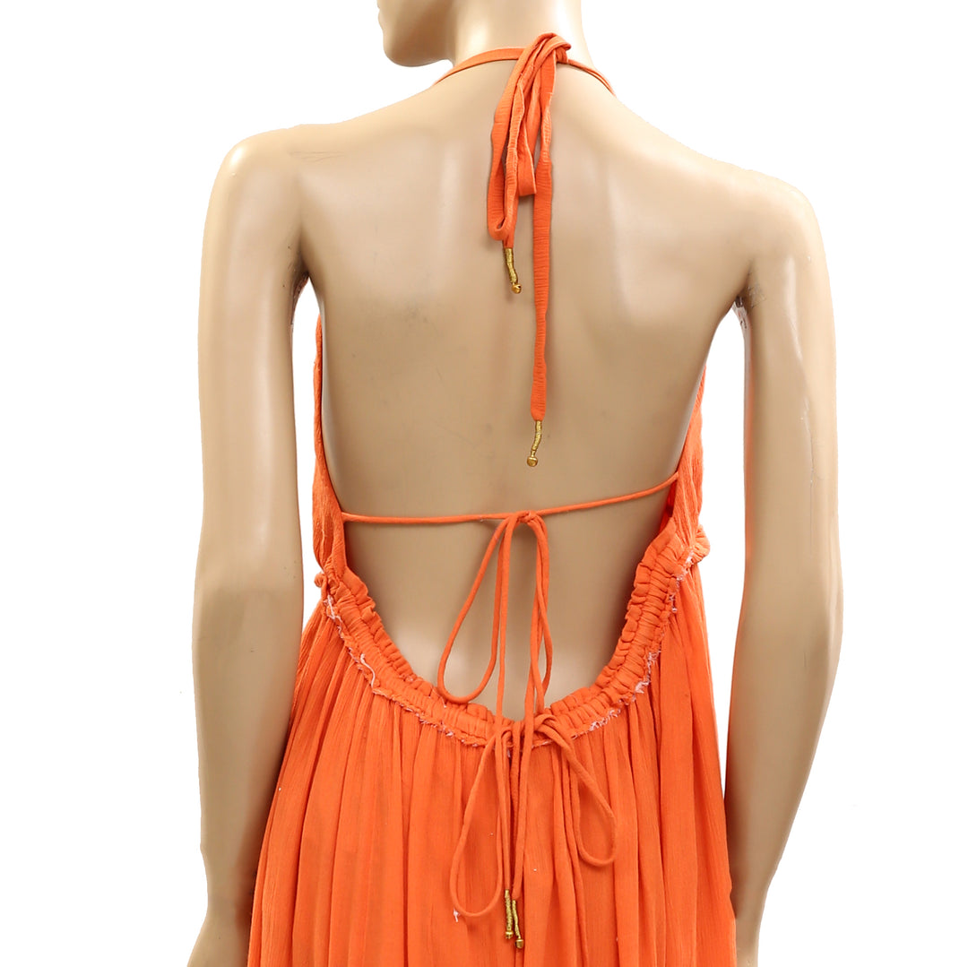 free people coral maxi dress Free People Wanderer Maxi Dress Coral Combo Size 6 NWT