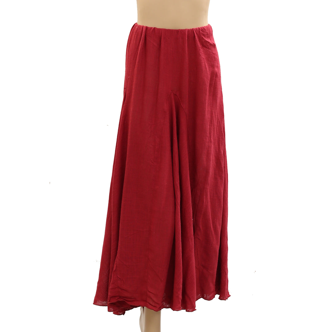 Free People Madras That Solid Linen Maxi Skirt