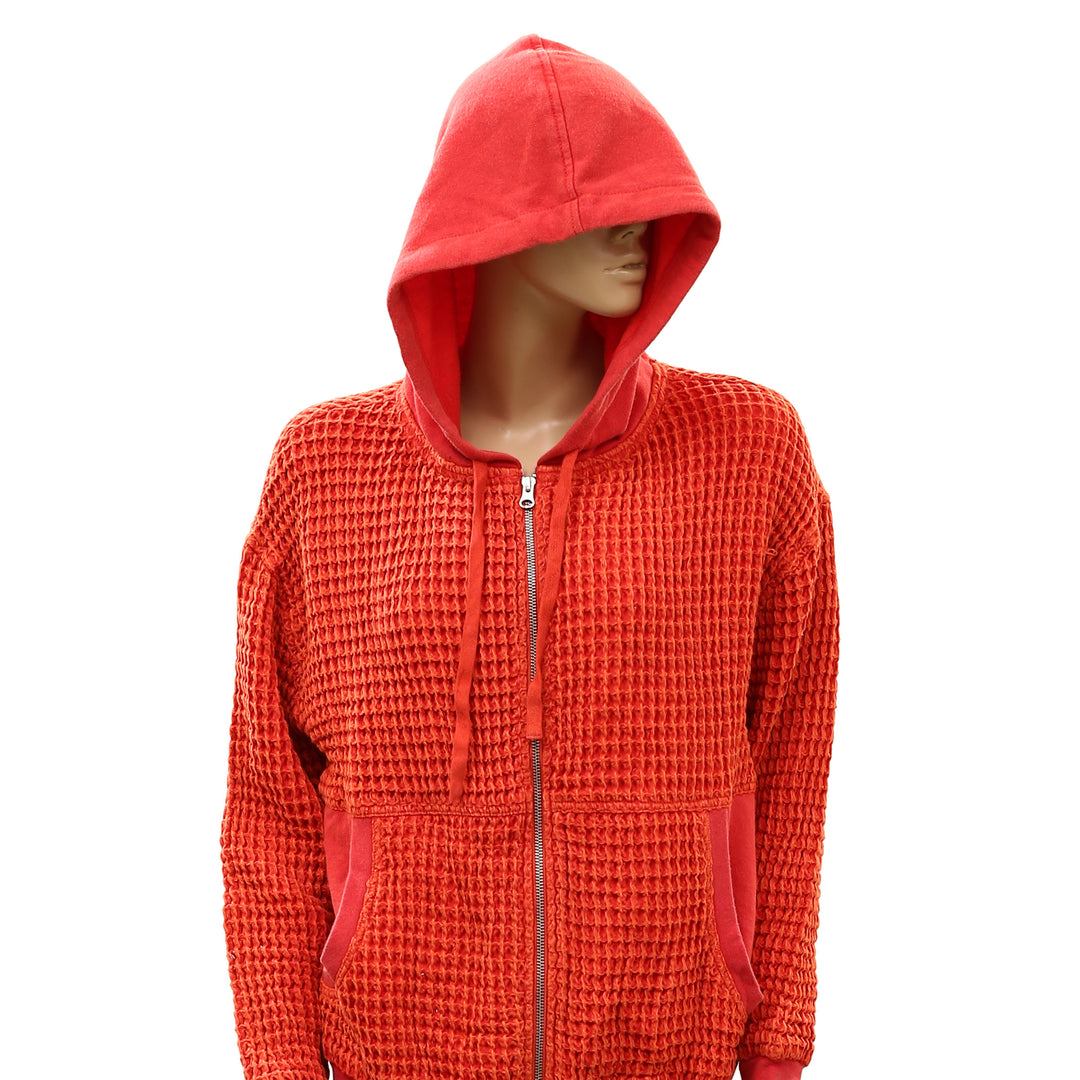 BDG Urban Outfitters Field Day Waffle Knit Zip-Up Hoodie Sweatshirt