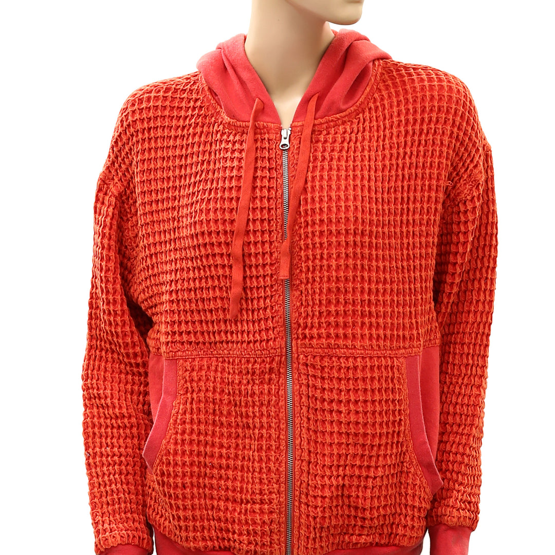 BDG Urban Outfitters Field Day Waffle Knit Zip-Up Hoodie Sweatshirt