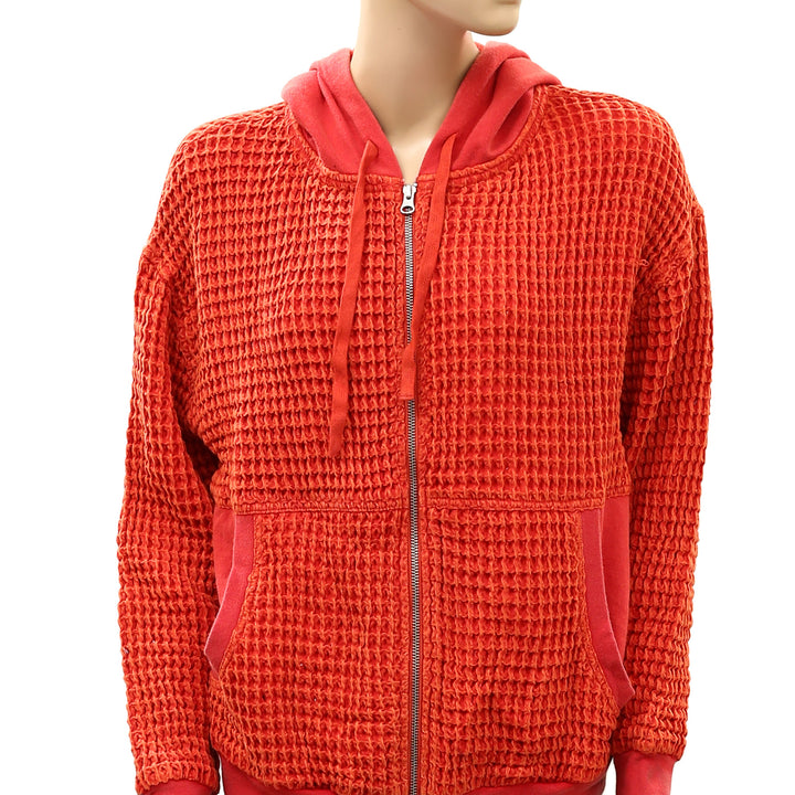 BDG Urban Outfitters Field Day Waffle Knit Zip-Up Hoodie Sweatshirt