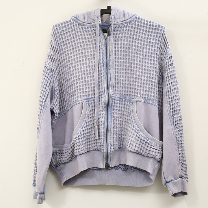 BDG Urban Outfitters Field Day Waffle Knit Zip-Up Hoodie Sweatshirt