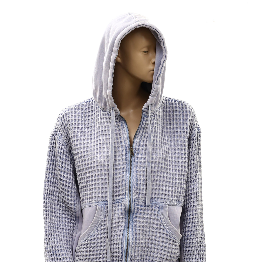 BDG Urban Outfitters Field Day Waffle Knit Zip-Up Hoodie Sweatshirt