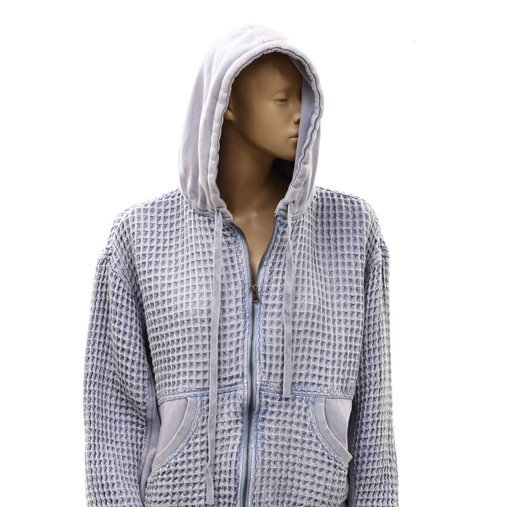 BDG Urban Outfitters Field Day Waffle Knit Zip-Up Hoodie Sweatshirt