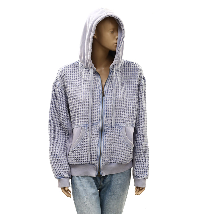 BDG Urban Outfitters Field Day Waffle Knit Zip-Up Hoodie Sweatshirt