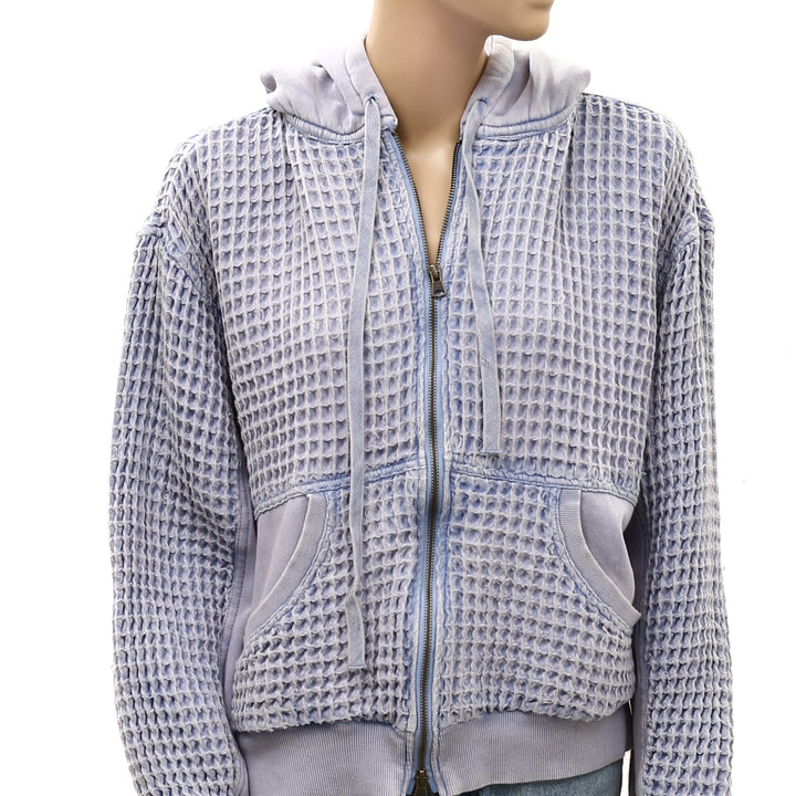 BDG Urban Outfitters Field Day Waffle Knit Zip-Up Hoodie Sweatshirt
