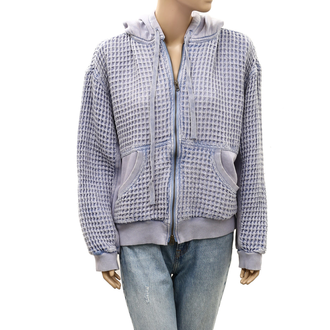 BDG Urban Outfitters Field Day Waffle Knit Zip-Up Hoodie Sweatshirt
