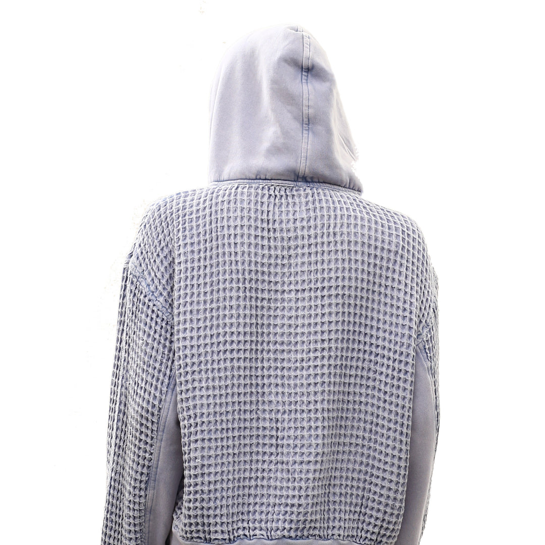 BDG Urban Outfitters Field Day Waffle Knit Zip-Up Hoodie Sweatshirt
