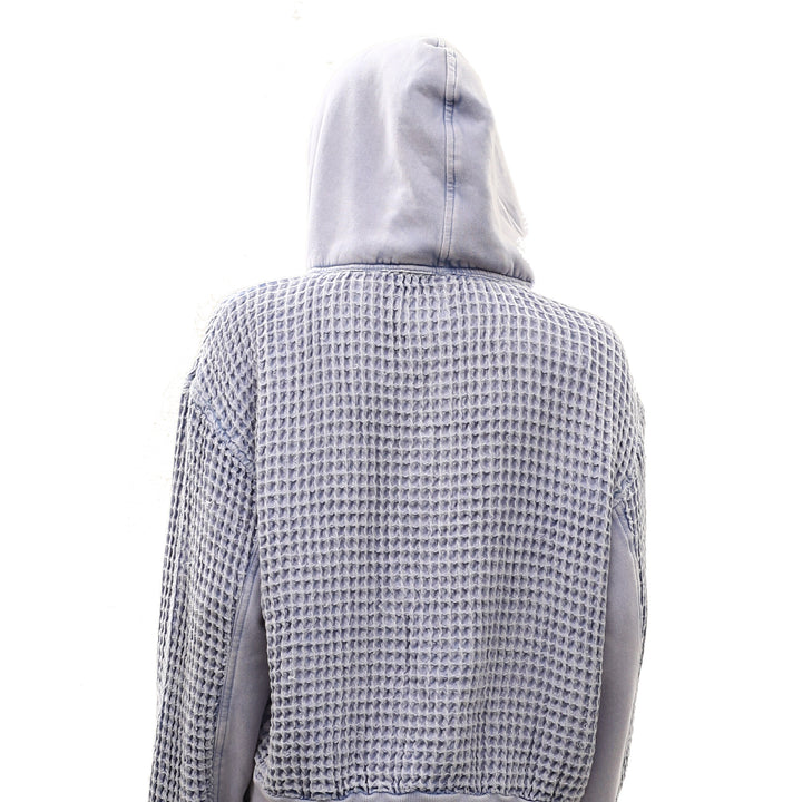 BDG Urban Outfitters Field Day Waffle Knit Zip-Up Hoodie Sweatshirt