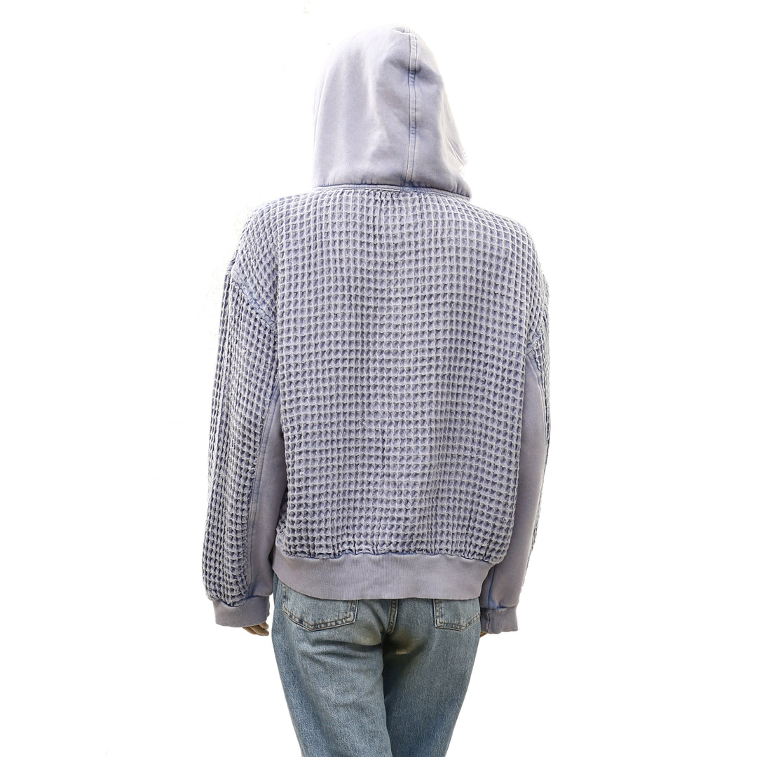 BDG Urban Outfitters Field Day Waffle Knit Zip-Up Hoodie Sweatshirt