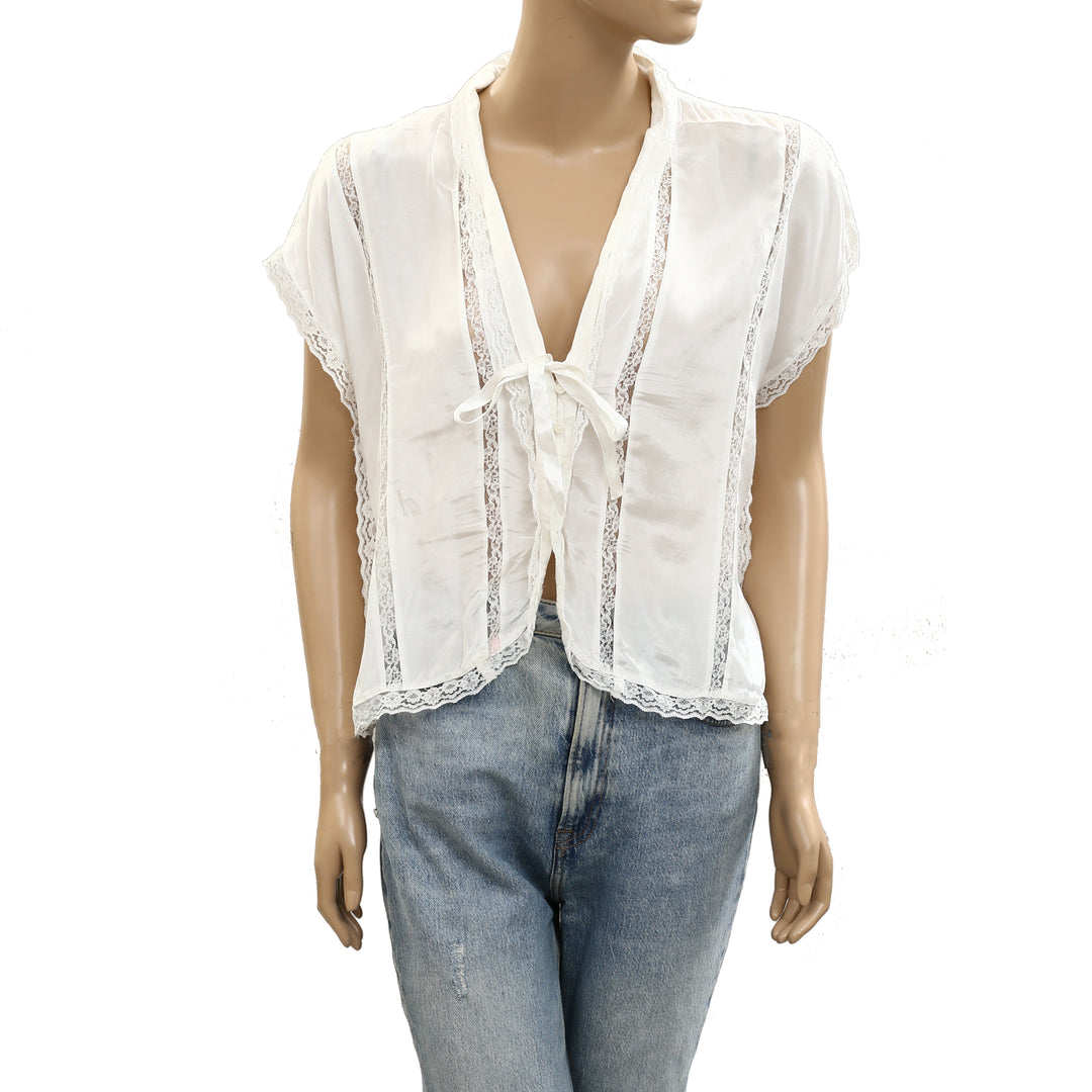 Free People Marigold Shine Lace Blouse Top